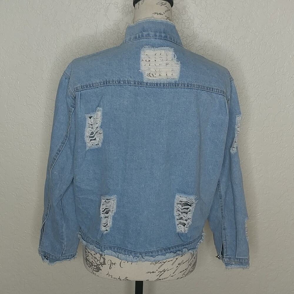Distressed Jean Jacket‎ Blue - Picture 3 of 6